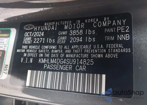 2025 Hyundai Elantra Sel Sport from USA, damaged, VIN KMHLM4DG4SU914825